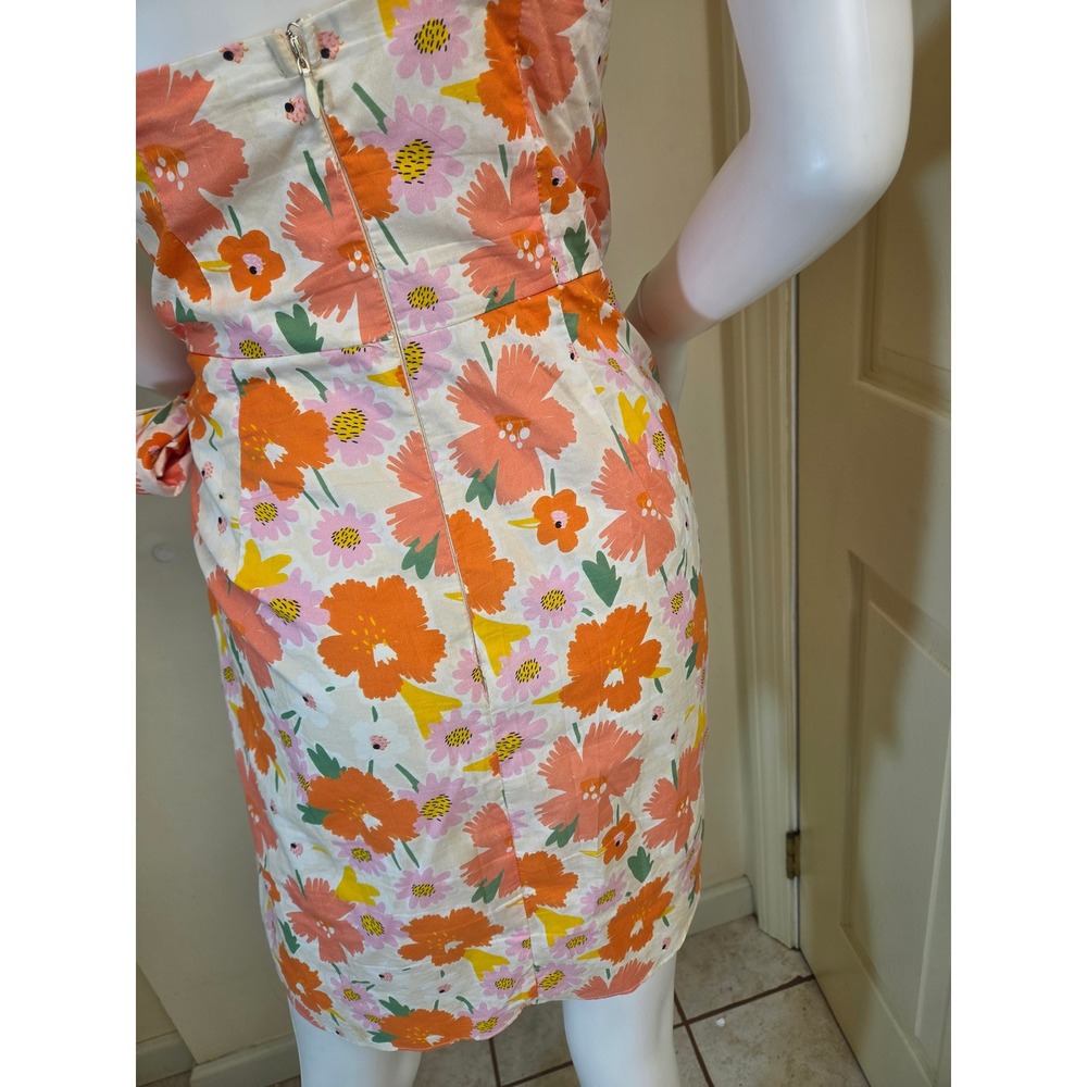 One and Only Collective Floral One Shoulder Wrap‎ Mini Dress Orange Pink L - Picture 12 of 12